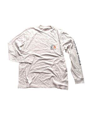 Vineyard Vines Men's Long Sleeve T-Shirt L White Board Meeting Snowboard Graphic